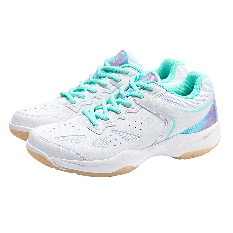 KAWASAKI Badminton Shoes, Shock-Absorbing, Wear-Resistant, Breathable Sports Shoes B3331, White/iridescent Green, Size 40