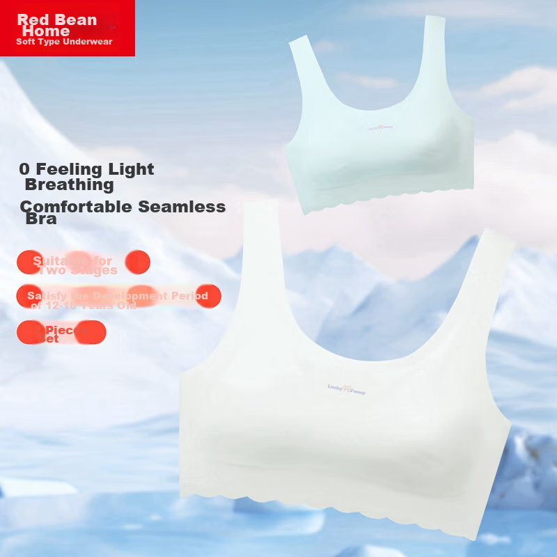 Hodohome Girls' Bra, Second Stage Development Period, Seamless And Comfortable Underwear for Older Children, Breathable Vest 002 Two B75