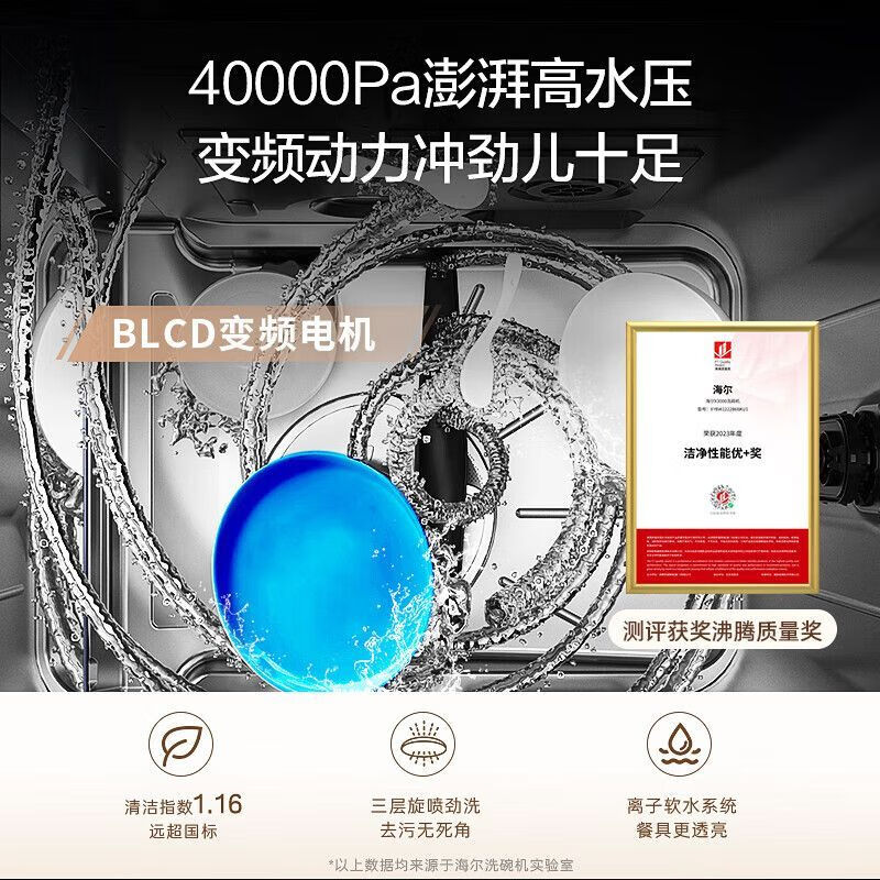海尔洗碗机X3000嵌入式变频一级水效超窄分区洗 12套 EYBW122286BKU1