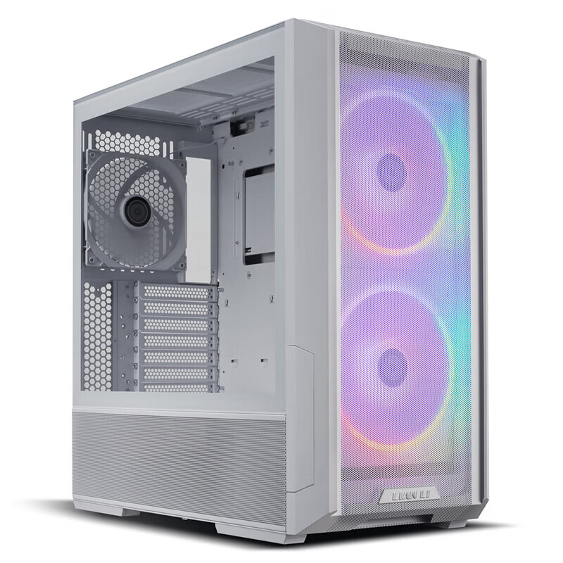 LIANLI L216 White Mid-Tower Gaming PC Case, Includes 3 Fans / Supports EATX Motherboard Vertical GPU 360mm Water Cooling / Integrated Mesh Panel