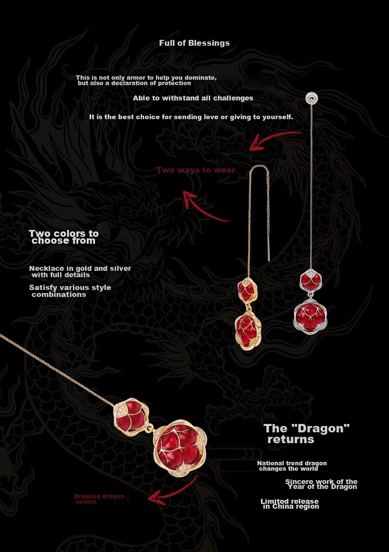 Eternelle [National Trend Design], French Eternal Dragon Scale Earrings, Luxurious High-End Ear Jewelry, Zodiac Year Gift 8