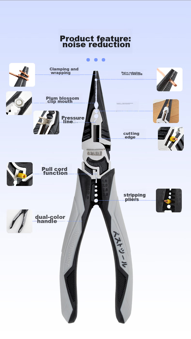 JERXUN Multi-Functional Needle-Nose Pliers, Fishing Pliers, Electrician's Wire Stripping And Cutting Pliers, Wire Pulling Pliers, Industrial-Grade 7-Inch Tiger Pliers 2