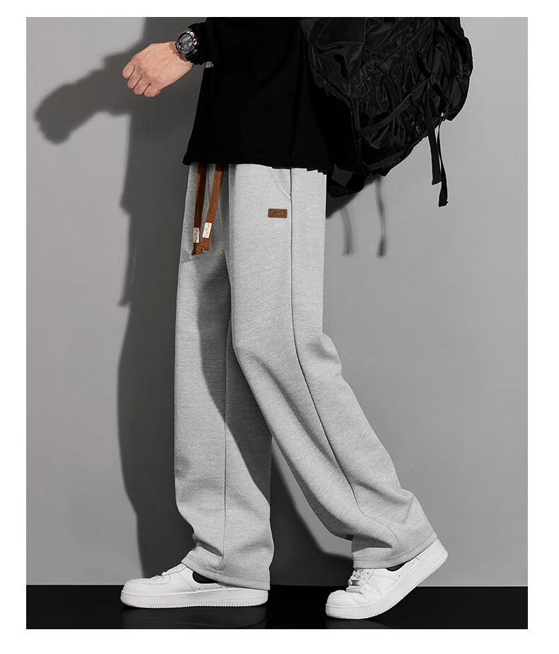 Warrior Fleece-Lined Pants for Men, Autumn And Winter Warm Thick Casual Trousers, Loose Straight-Leg Sweatpants, Versatile Flat-Front Joggers 12