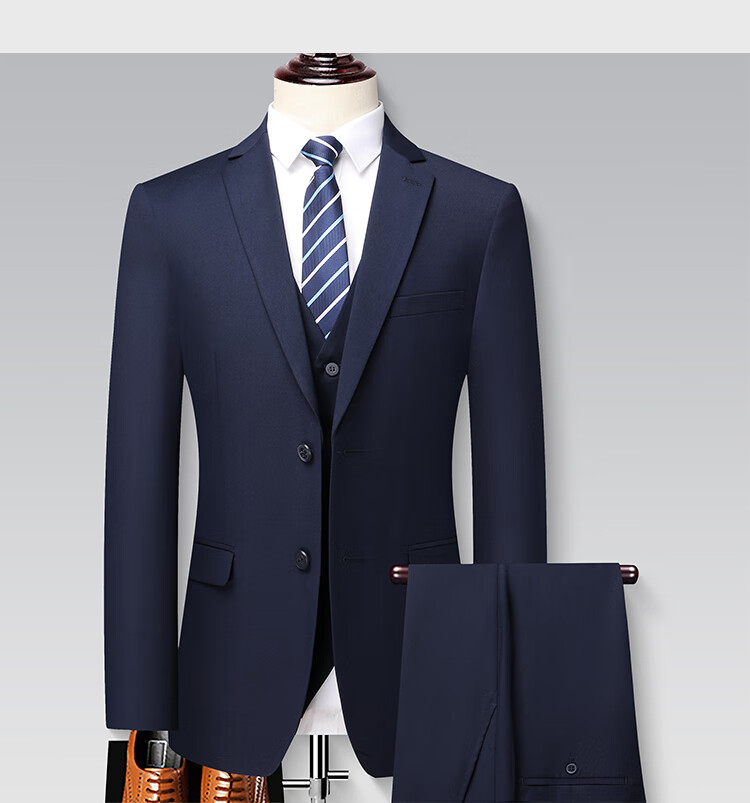 ROMON Wool Suit Set for Men, Slim Fit Professional Formal Wear, Business And Wedding Attire for Me 8