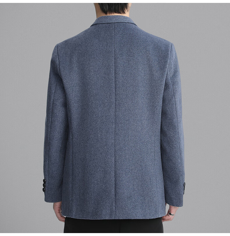 ROMON Men's Wool Blend Blazer Spring Autumn Business Casual Single Suit Coat Warm Jacket XF87 Dark Blue L 5