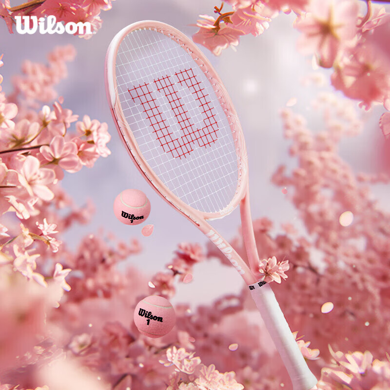 Wilson All-Carbon Integrated Cherry Blossom Pink Advanced Tennis Racket with Large Face And Shock Absorption (Racket And Grip Not Included)