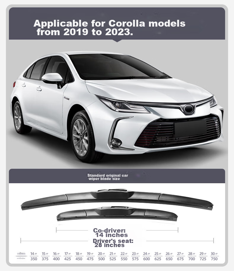 Deyun Toyota Corolla Windshield Wipers for 2019-2025 Models, Dual-Engine Specific Three-Stage Front Wiper Blades, 2 Pairs 4