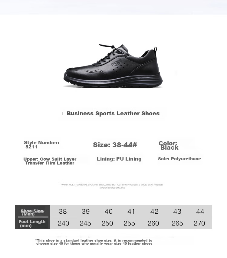CARTELO Genuine Leather Men's Shoes, Business Casual Sports New Style for Autumn And Winter, Soft Thick-Soled Versatile Commuter Work High-End Black 48