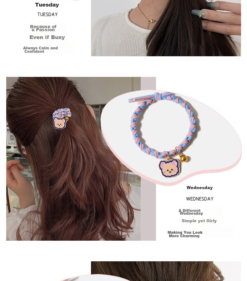 Gunai Sweet One-Week Hair Ties, Hair Bands, Hair Elastics, Hair Accessories Gift Box, Practical Birthday Present for Girls 6
