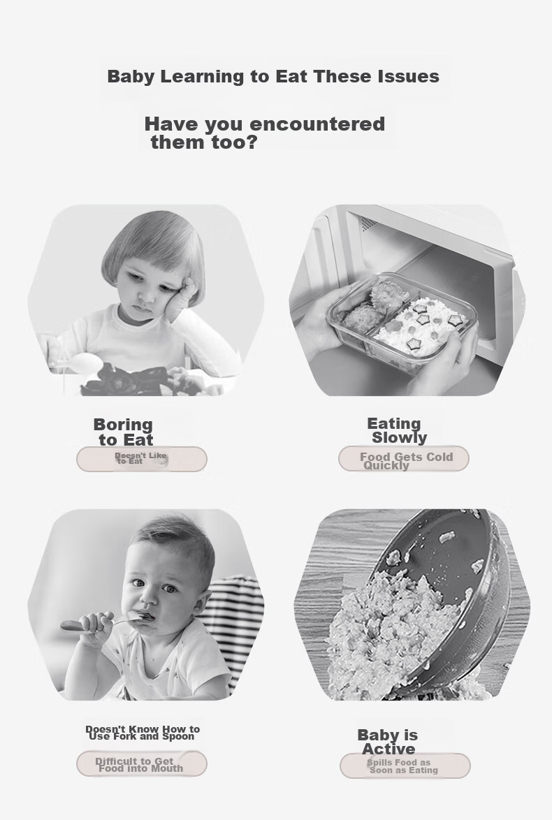 Bebebus Baby Food Bowl, Children's Water-Filled Insulated Bowl with Suction Cup, Detachable And Washable Full-Body Water Cup Tableware Set of 6 Pieces Gift Box 3