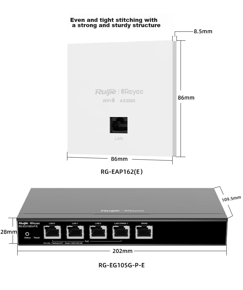 Ruijie Home Whole-House WiFi 6 Router, Gigabit Dual-Band 3000M, Enterprise Wireless AP Panel, AC+AP1 Drag6 Set RG-EG110G V2+RG-EAP162(E)*6 11