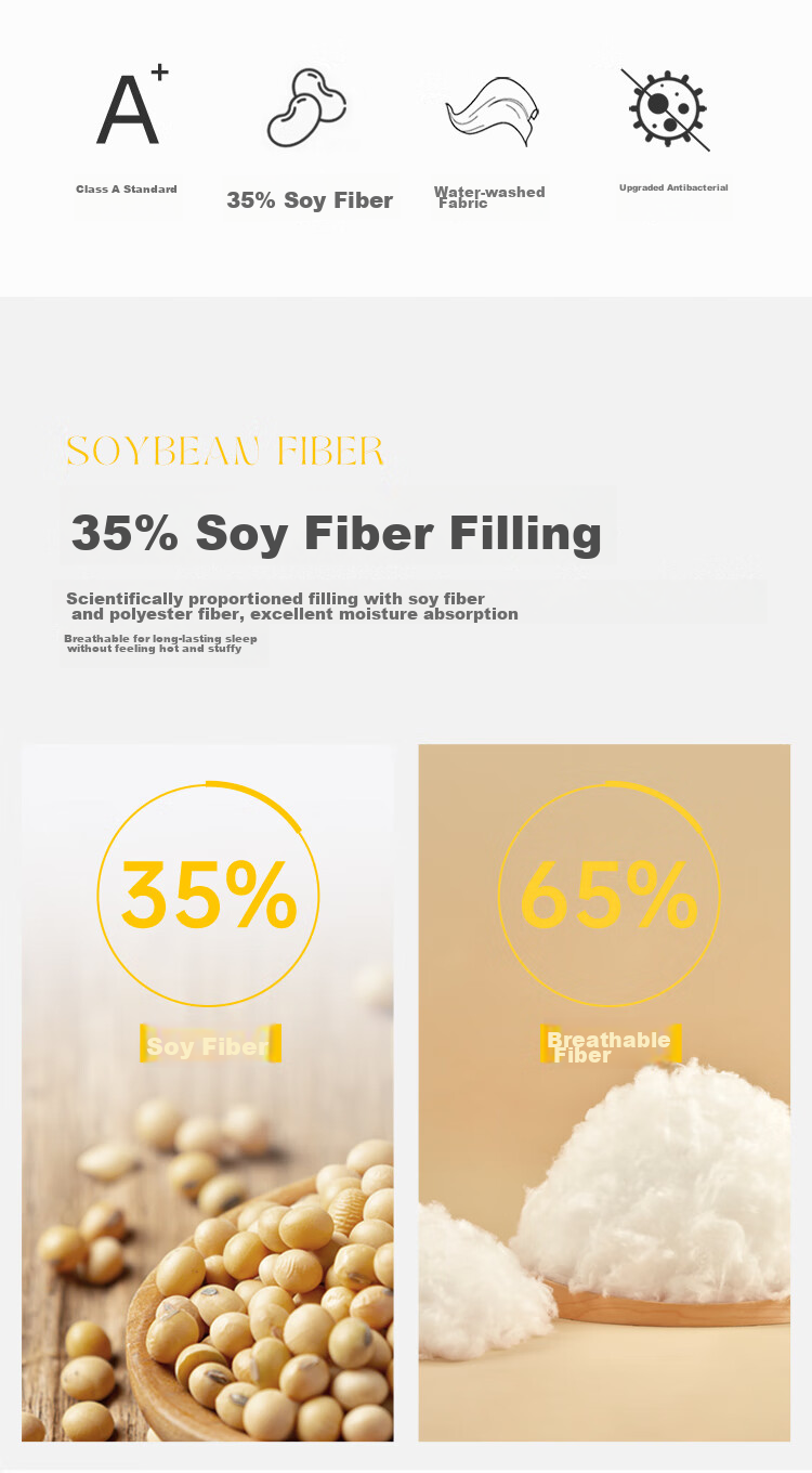 Dohia Soybean Fiber Quilt, Class A Pure Cotton 50% Soybean Spring And Autumn Comforter, All-Season Duvet Insert, Approximately 4.3 Jin (2.15 Kg), 203*229cm 2