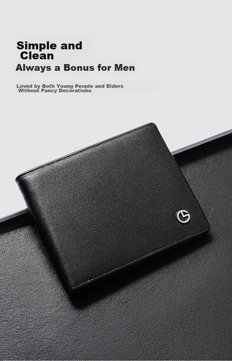 Goldlion First Layer Cowhide Men's Small Horizontal Bifold Wallet Gift Box Birthday Present 3