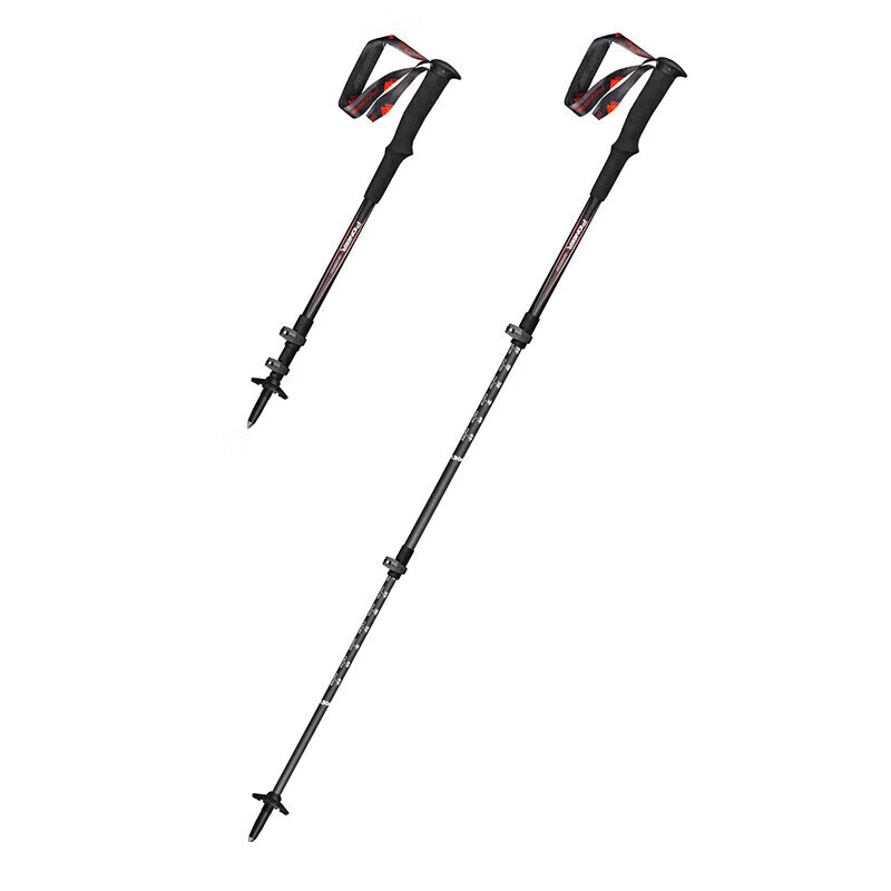 Pioneer Tenglongxing 6 Series, T800 Grade Carbon Fiber Ultra-Light Three-Section Telescopic Outdoor Trekking Pole, Cane, Black