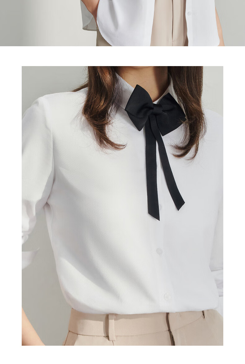 G2000 Mall-Matching Detachable Bow Tie Top Long-Sleeve Shirt 41223023G2, White, Size 34 10