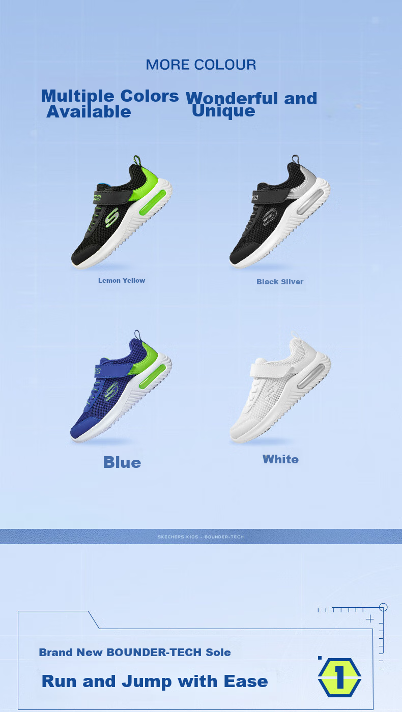Skechers Children's Sports Shoes, Boys' Breathable Mesh Shoes, Fashionable Velcro Sneakers for Older Kids, Running Shoes 403748L 2