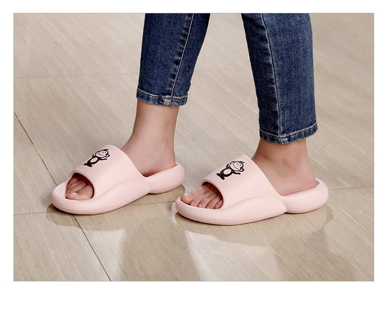 BAIHOU Summer Cute Unisex Slippers, Comfortable Thick-Soled Indoor Sandals for Home Use, 003 Light Purple Pink, Size 36-37 5