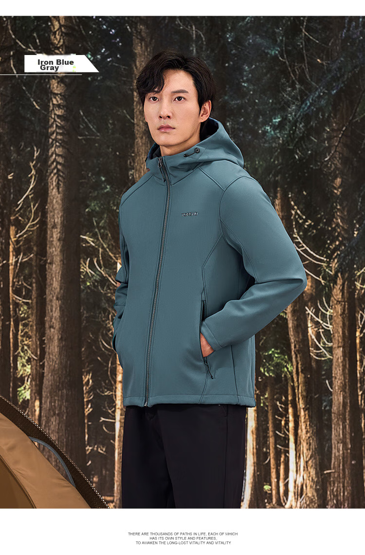 TOREAD Men's Soft Shell Jacket, Autumn And Winter Outdoor Windproof Warm Fleece-Lined Soft Shell Coat, Hiking Travel Jacket, Mountaineering Outerwear 19