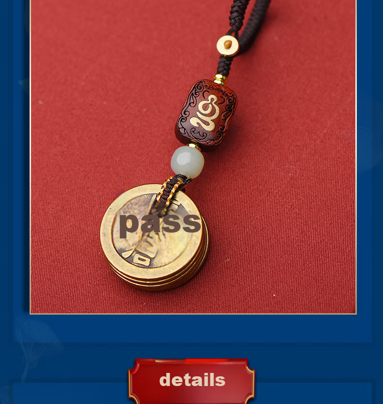 Cilingge Genuine Thickened Copper Wuzi Qian Keychain Pendant, Personalized Creative Car Safety Amulet, Car Charm 4