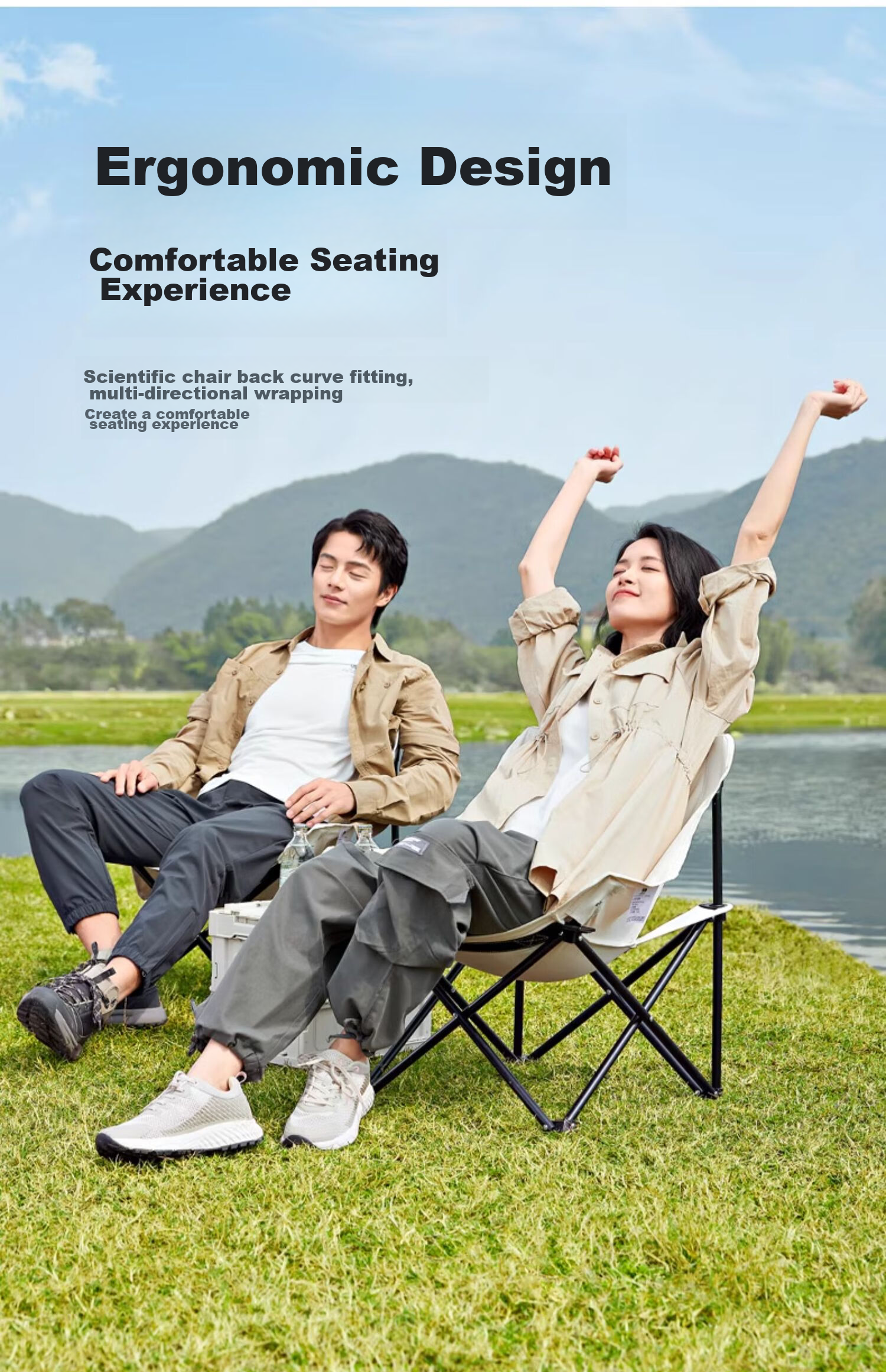 CAMEL Outdoor Refined Camping Folding Chair, Portable Backrest Fishing Stool, Director's Chair, Lounge Chair, Lazy Moon Chair 6