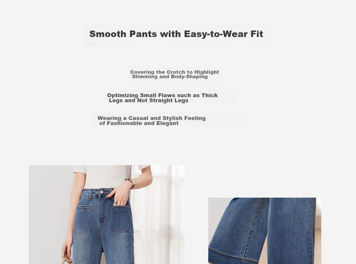 Taxiang High-Waisted Jeans for Women with Pockets, Wide-Leg Pants, Versatile Straight-Leg Trousers, Fashionable Women's Pants, Long Pants T143N1016 13
