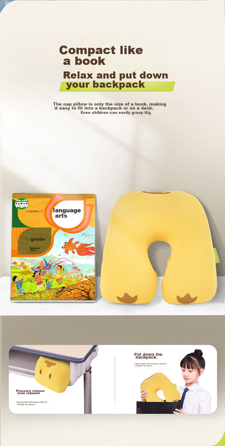 Back2 Elementary School Nap Pillow Children's Rest Pillow Classroom Desk Sleeping Pillow Gray 16