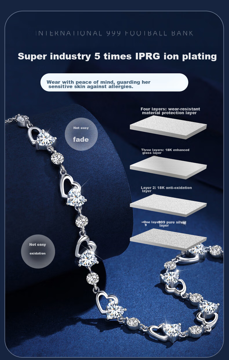GLTEN Swarovski Zirconia Ocean Heart Silver Bracelet for Women, New Jewelry Design, Birthday Gift, Anniversary Present for Girlfriend Or Wife 8