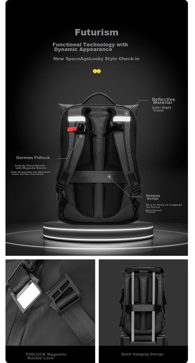 LEVEL8 Casual Business Laptop Backpack, 17.3-Inch, Large Capacity, Urban Light Travel Functional Series for Me 6