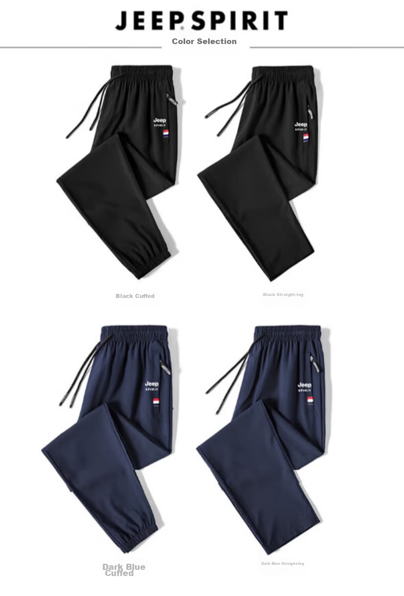 JEEP SPIRIT Men's Sports Pants, Summer Cool Trousers, Comfortable Versatile Breathable Casual Pants, Long Pants for Men, Blue (Straight Leg), 2XL 4