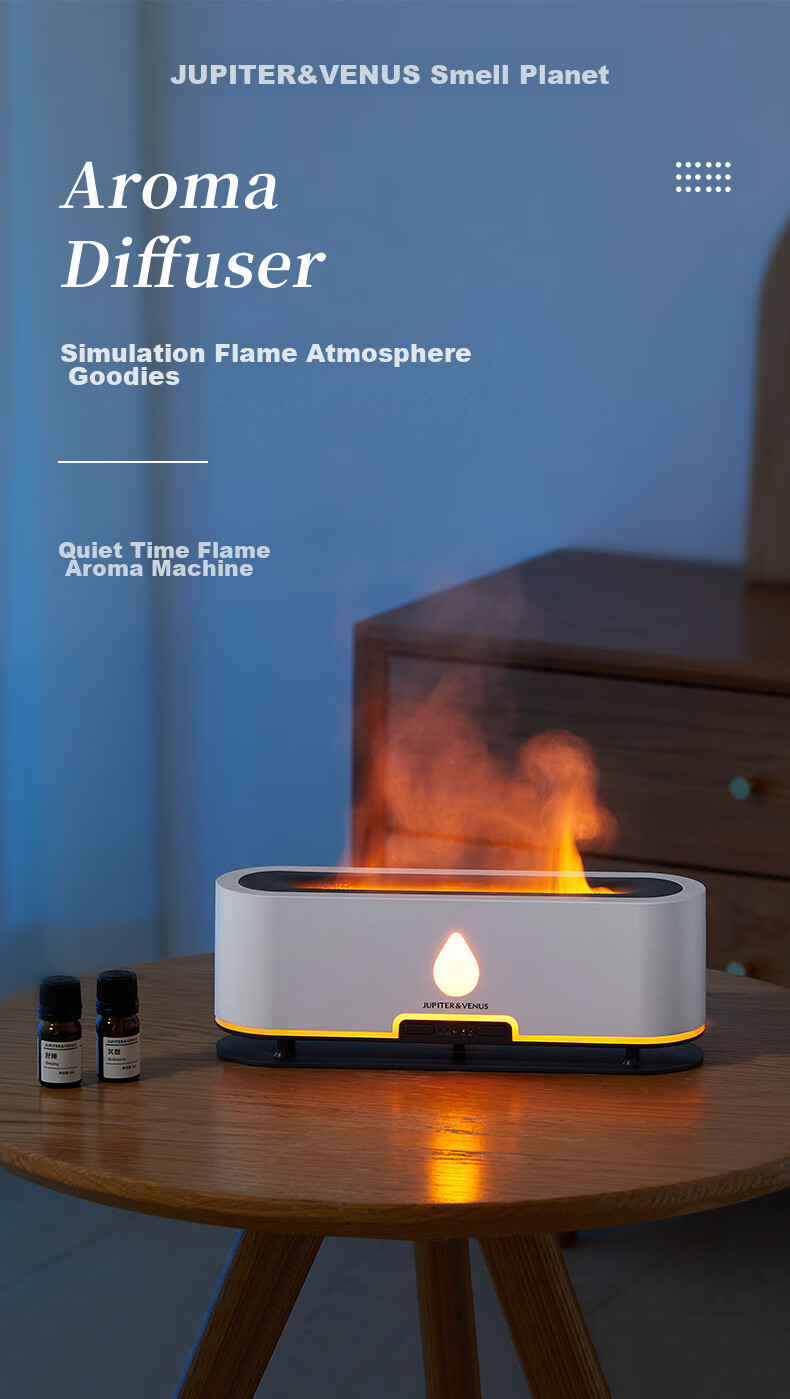 Jupiter & Venus Tranquil Flame Aromatherapy Diffuser, Home Humidifier with High-End Appearance, Mood Light, Wedding Gift, Birthday Present for Friends 1