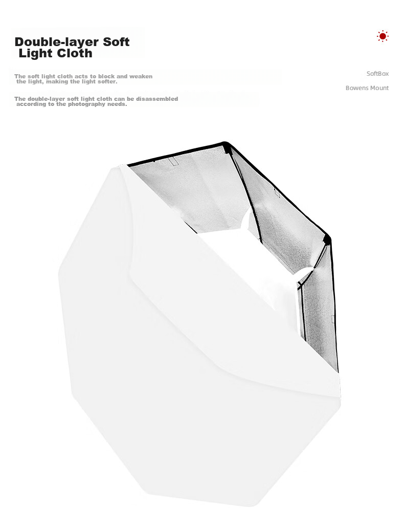 Godox 95cm Grid Octagonal Softbox for Live Streaming, Video Beauty Light, Studio Photography Fill Light Softbox with Grid 7