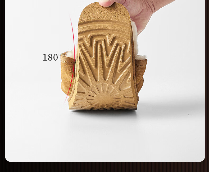 NEIBO [Cold-Resistant And Warm] Sheepskin And Wool Integrated Slippers for Men, Winter Indoor And Outdoor Wear, High-Quality Latex, Odor-Free, Chestnut Color, Size 44 18