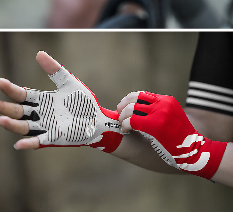 CAVALRY Bicycle Gloves, Half-Finger Windproof Mountain Bike Road Bike Shock-Absorbing Gloves, Men's And Women's Spring Summer Outdoor Sports Fitness Gloves, Cycling Equipment, Black XL Size 3