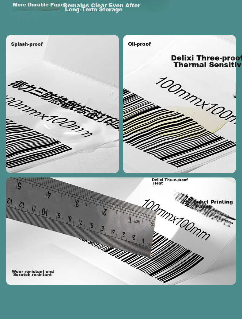 Deli 40*80mm, 400 Sheets*72 Rolls, Mint Sea Triple-Protection Thermal Label Paper, Milk Tea Clothing Self-Adhesive Printing Paper, ZG171 [Compatible with 3-Inch Label Machines 720C Etc.] 11