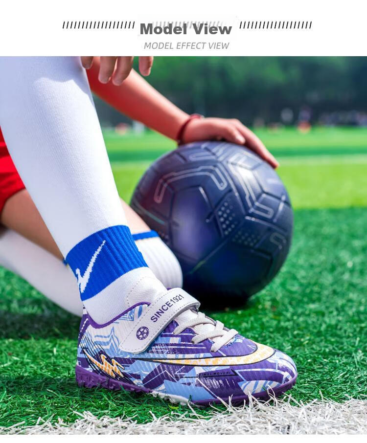 Shuangxing Children's Soccer Shoes, Youth Non-Slip Wear-Resistant Training Shoes for Boys And Girls, TF Turf Cleats, Lightweight All-Season Style for Artificial Turf 7