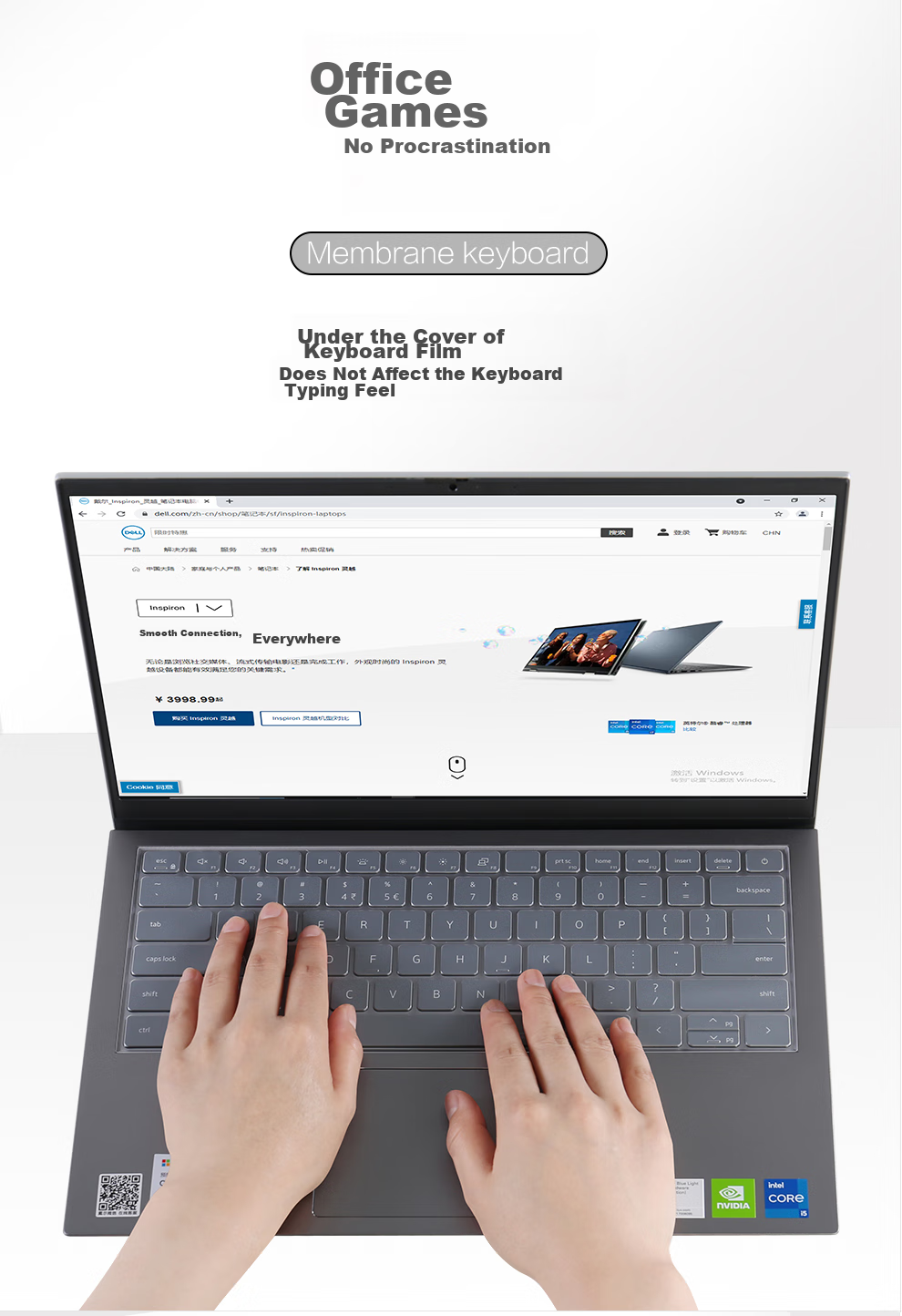 Jichuan Dell Inspiron 16 Plus-7630/14 Plus-7430/14 Pro/13 Pro Keyboard Cover, Laptop Keyboard Protective Film, TPU Transparent Dust Cover 7
