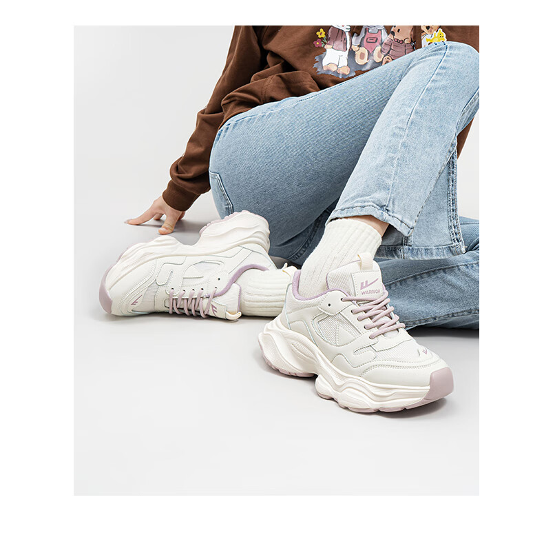 Huili Women's Chunky Sneakers, Mesh Upper Sports Shoes, Ladies' Thick-Soled Breathable Casual Shoes, 3075 White And Black, Size 35 6