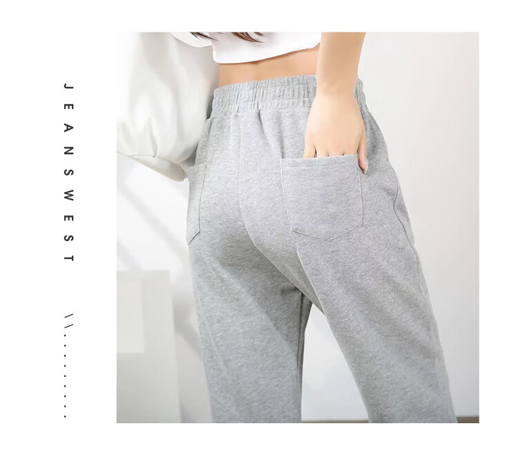 Jeanswest Casual Pants for Women, High-Waisted Loose-Fitting Slimming Joggers, Summer Sports Pants with Drawstring Waist, Dark Gray, Size L 11