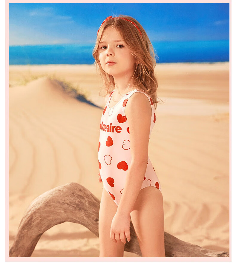 BALNEAIRE Girls' One-Piece Triangle Swimsuit for Young Children, Chlorine-Resistant, Comfortable, Highly Elastic, Breathable, Suitable for Swimming Pool Training, 260105 120 1