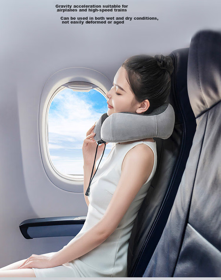 JD Original Pure Thai Imported 94% Natural Latex U-Shaped Pillow, Pure Cotton Multifunctional Travel Neck Pillow, Dark Gray 7
