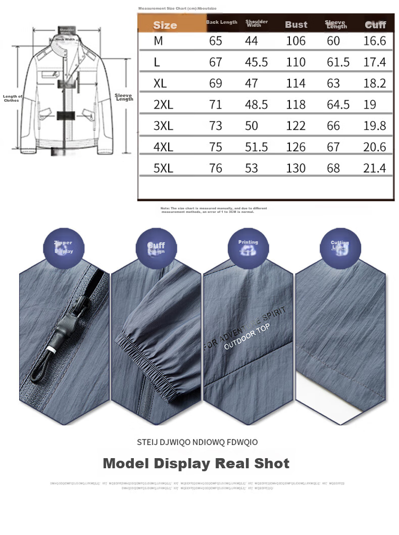 JEEP SPIRIT Men's Sun Protection Hoodie, Summer Outdoor Sports Skin Coat, Casual Jacket, Fishing Wear, Light Gray, 4XL 8