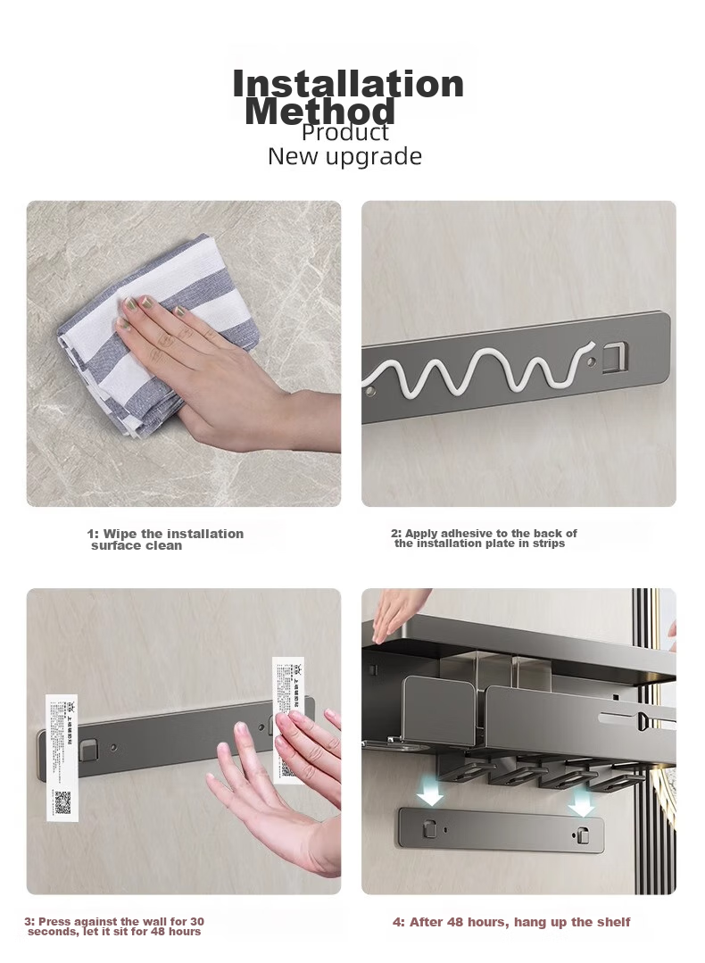 MUYA Electric Toothbrush Holder, Bathroom Storage Rack, Toilet And Bathroom Mouthwash Cup Holder, Multifunctional Hair Dryer Wall-Mounted Rack 13