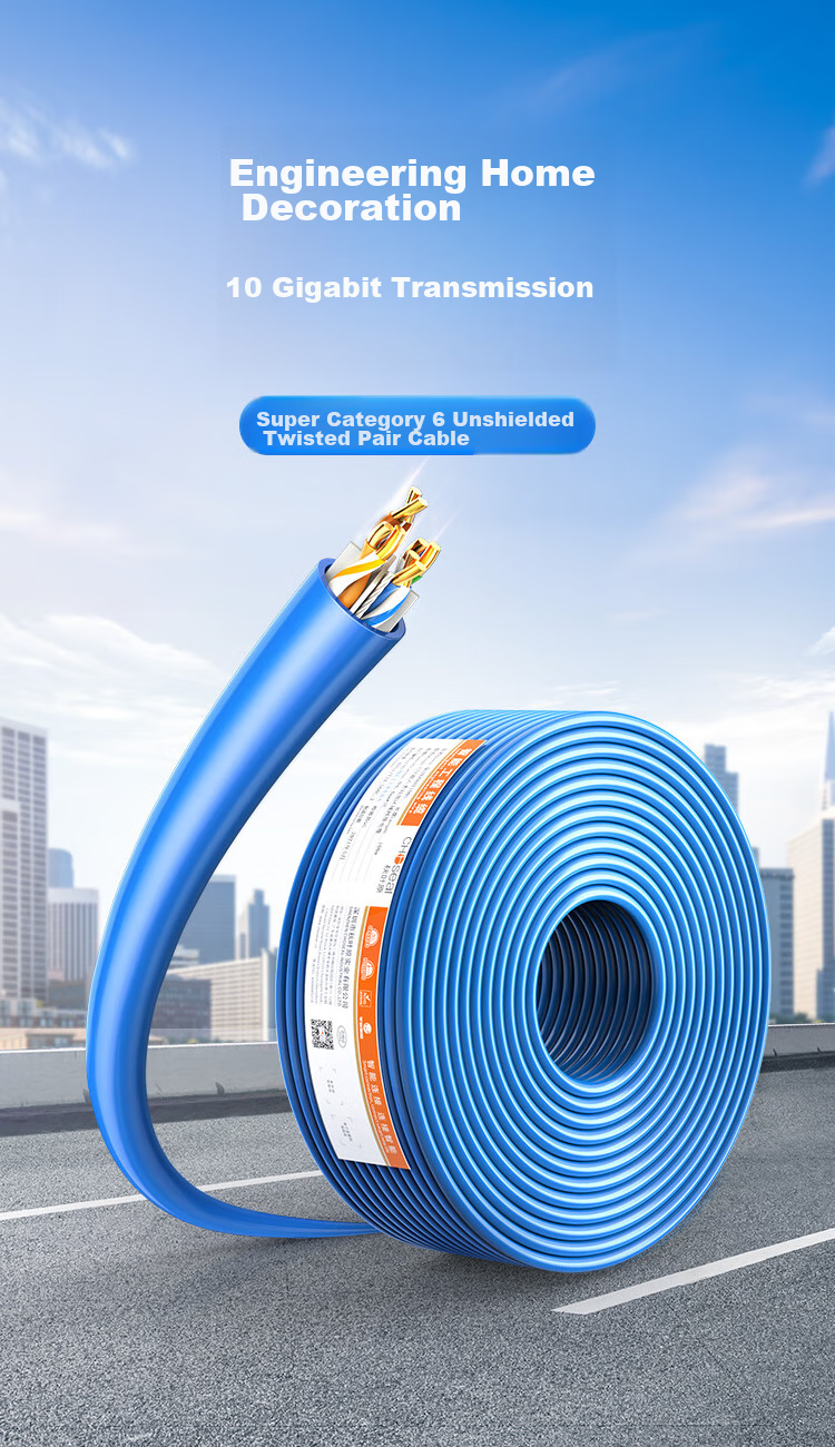 CHOOSEAL (CHOSEAL) Original Unshielded CAT6A Ethernet Cable, 10 Gigabit High-Speed, Pure Copper Core, Engineering And Home Network Box Cable, Blue 100 Meters, QS2668BT100S 1