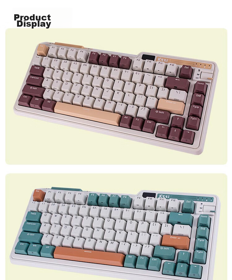 KZZI K75 Mechanical Keyboard Wired Bluetooth Wireless 2.4G Tri-Mode Gasket Structure 82 Keys 75 Layout PBT Keycaps E-Sports Gaming RGB Light Time Machine Edition TTC Flame Purple Switch 17