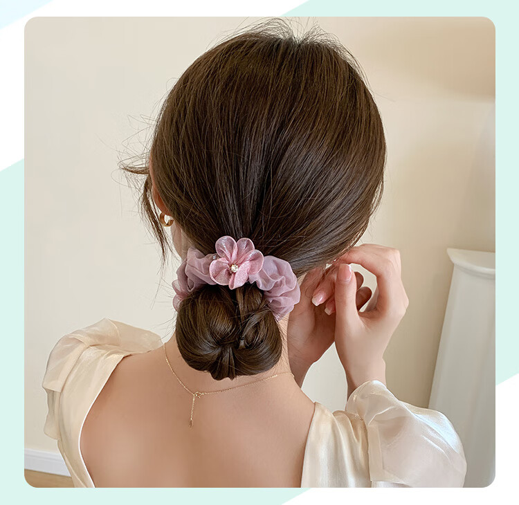 CHIMERA 2-Piece Hair Ties, Flower-Shaped Hair Bands, Bun Holders, Ponytail Holders, Hair Accessories, Elastic Bands for Women, Mid-Autumn Festival Gift 26