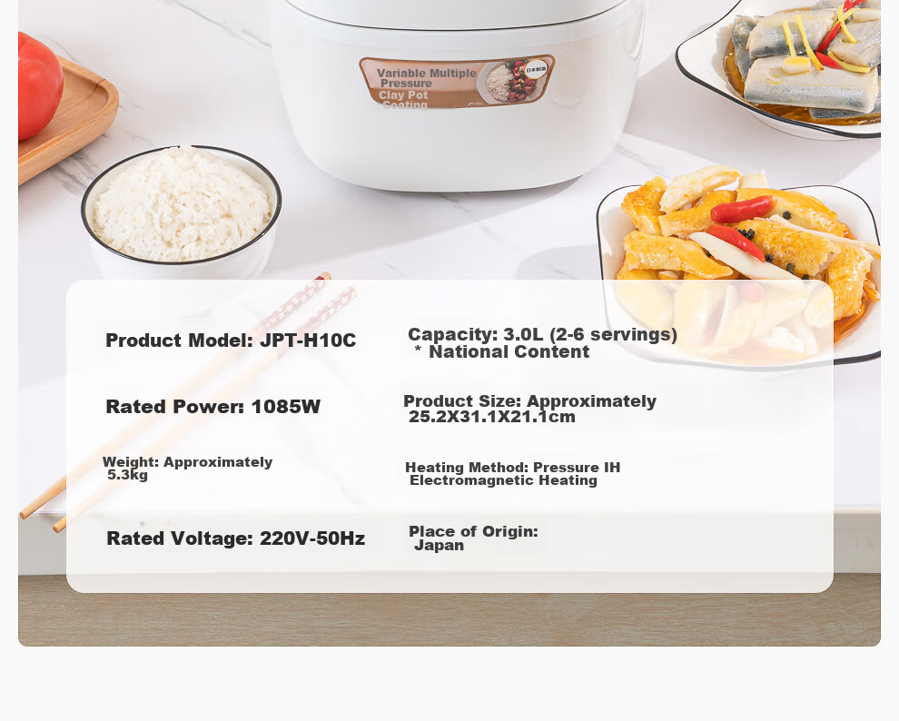 TIGER Rice Cooker Pro Smart Variable Pressure IH Japanese Imported Earthenware Coated Pressure Rice Cooker for 2-3 People, Glossy White, 3L, JPT-H10C 36