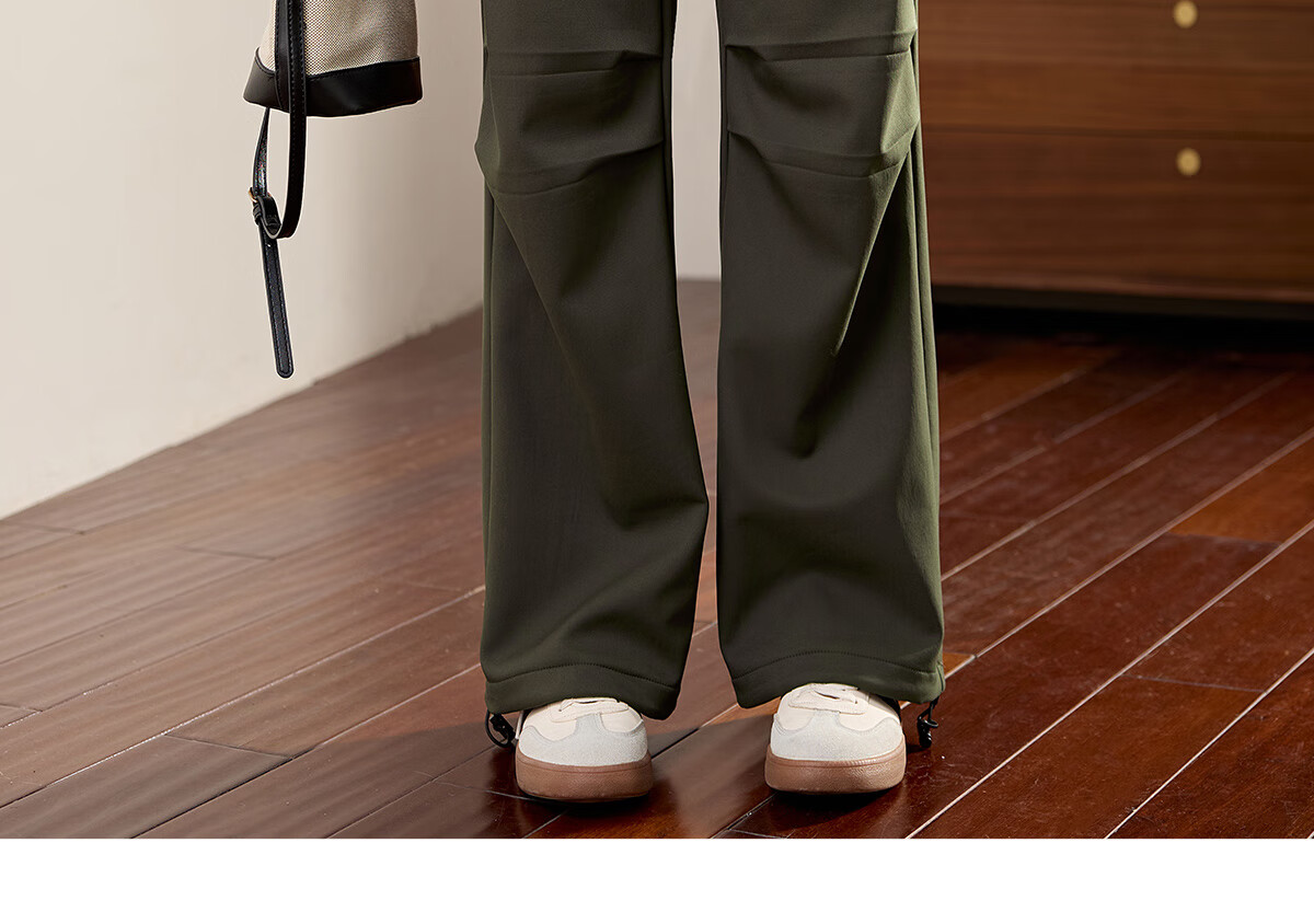 Halo Queen Women's Casual Pants, American-Style Breathable Loose Cargo Pants, High-Waisted Draping Parachute Pants H13KK2711 47