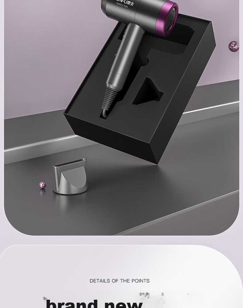 CONFU Hair Dryer for Home Use, Low Radiation, Sterilizing, Quick-Drying, High-Power, Strong Airflow, Negative Ion, Hair Protection, Non-Damaging to Hair, Electric Hair Dryer for Mothers And Babies, KF-3127 Birthday Gift 16