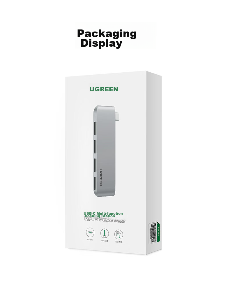 UGREEN Type-C Expansion Dock, USB-C Adapter, 3.0 Hub Splitter, 2-In Direct Plug-In Expansion Dock, Compatible with Macbook, Huawei Laptops, Converter for Phones And Tablets 15