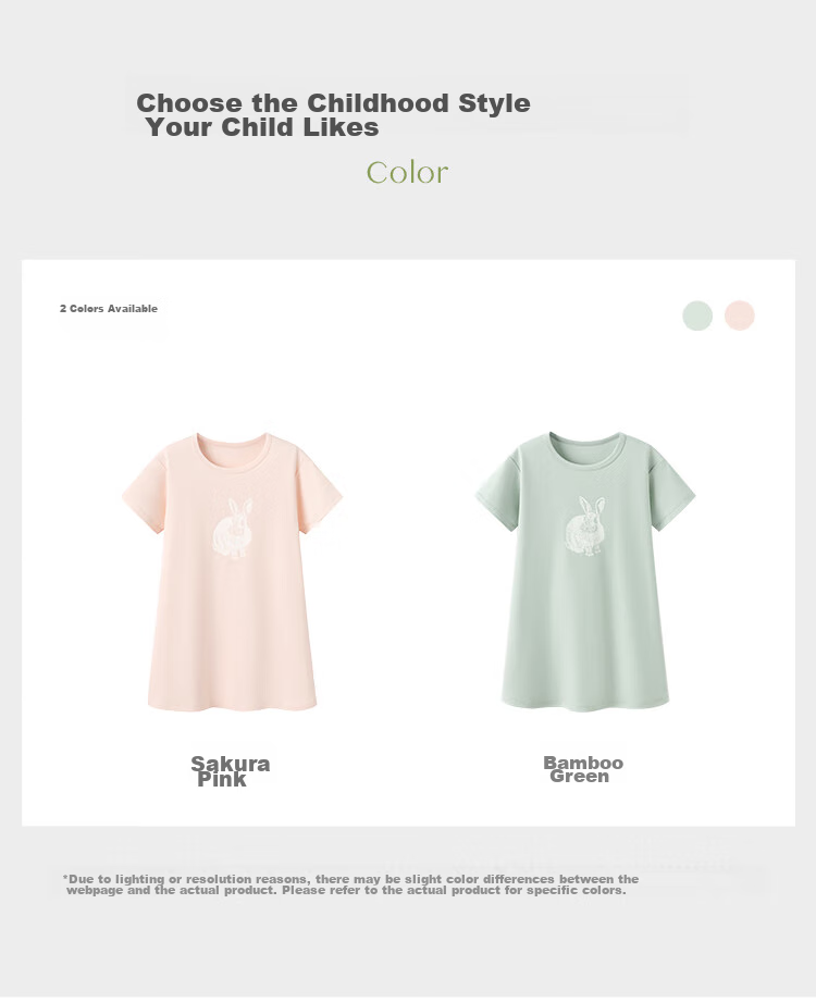 Junejunior [Under Babylove Brand], Children's Nightgown, Spring And Summer Short-Sleeve High-Count Pure Cotton Dress, Girls' Loungewear Pajamas 8